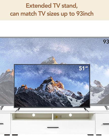 NicBex TV Stand for 90+ Inch TV LED Entertainment Center Media Storage Console Table with High Gloss TV Cabinet and 16-Color RGB LED for Living Room,Bedroom, 82.60 Inch,White - LeafyLoom