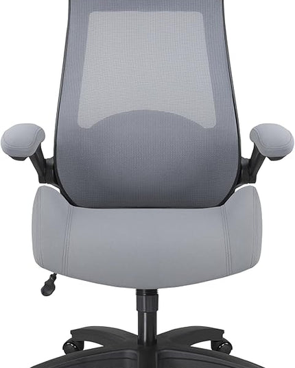 BOLISS 400lbs Ergonomic Mesh Office Chair, High Back Desk Chair - Adjustable Headrest with Flip-Up Arms, Tilt Function, Lumbar Support and Swivel Computer Task Chair-Grey - LeafyLoom