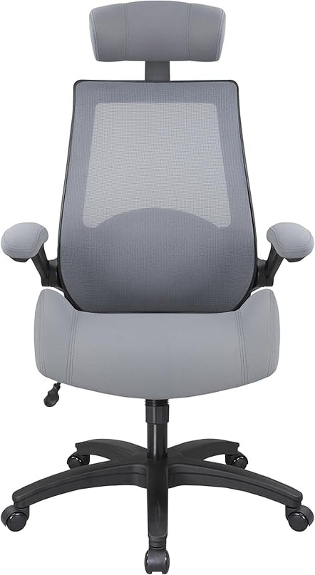 BOLISS 400lbs Ergonomic Mesh Office Chair, High Back Desk Chair - Adjustable Headrest with Flip-Up Arms, Tilt Function, Lumbar Support and Swivel Computer Task Chair-Grey - LeafyLoom