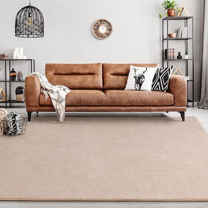 Area Rugs for Bedroom Living Room, 6x9 Ivory Super Soft Comfy Thickened Memory-Foam Indoor Carpets, Modern Aesthetic Minimalist Carpet for Boys Girls Adults Apartment Nursery Home Décor - LeafyLoom