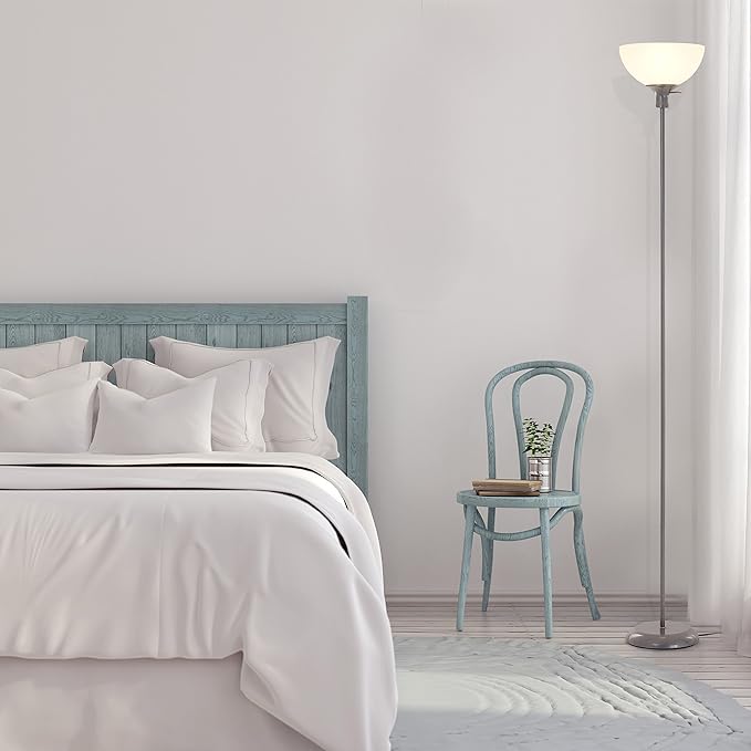 Catalina Lighting 20641-000 Traditional 3-Way Metal Torchiere Floor Standing Lamp, Living Room Light,LED Bulb NOT Included, Silver - LeafyLoom