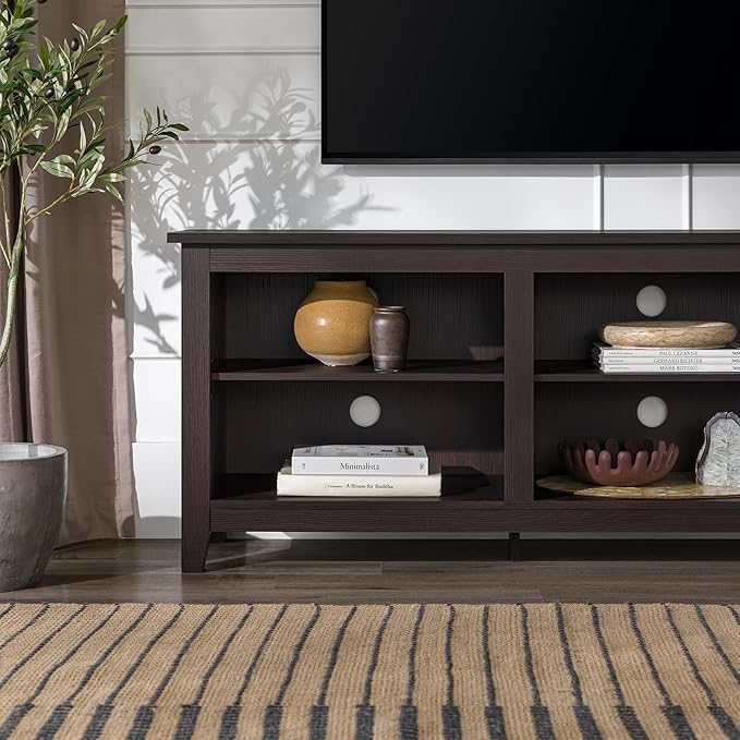 Walker Edison Wren Classic 6 Cubby TV Stand for TVs up to 80 Inches, 70 Inch, Espresso - LeafyLoom