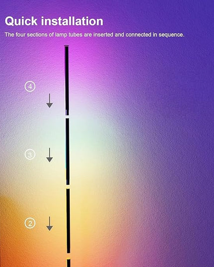 Smart RGB LED Floor Lamp 60" with 16 million DIY Colours Music Sync Bluetooth Mobile App Color Changing Ambient Lighting Fixture for Bedroom Gaming Living Room Home Office - LeafyLoom