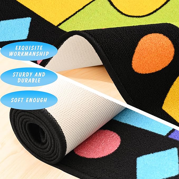 Booooom Jackson Classroom Carpets Elementary, Kid Rug Children's Classroom Seating Rug for Nursery, School, Children's Colorful Area Rug Educational Carpet with Non-Slip Backing(Seats-16),8'5"x 6'5" - LeafyLoom