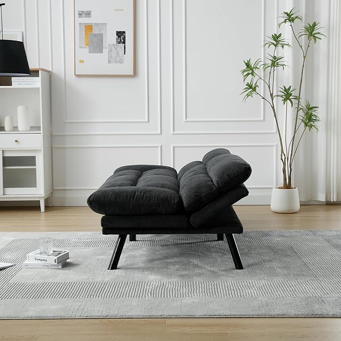 70.08" Modern Upholstered 2 Seaters Soft with Metal Feet,Accent Deep Seat Loveseat Double Sofas Couch w/Convertible Bed,for Dorm,Apartment,Studio,Office,Dark Gray - LeafyLoom