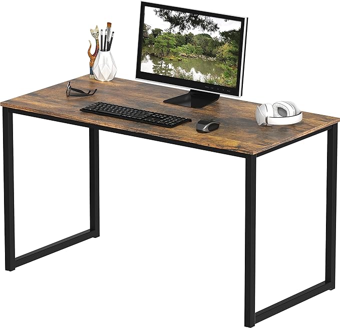 SHW Home Office 40-Inch Computer Desk, Rustic Brown - LeafyLoom