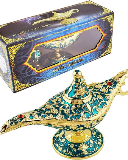 Vintage Legend Aladdin Lamp Magic Genie Wishing Light,Collectable Rare Classic Arabian Costume Props Lamp Tabletop Decor Crafts for Home/Wedding Decoration&Gift for Party/Halloween/Birthday - LeafyLoom