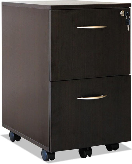Alera VA582816ES 15.38 in. x 20 in. x 26.63 in. Valencia Series 2-Drawer Mobile Pedestal - Espresso - LeafyLoom