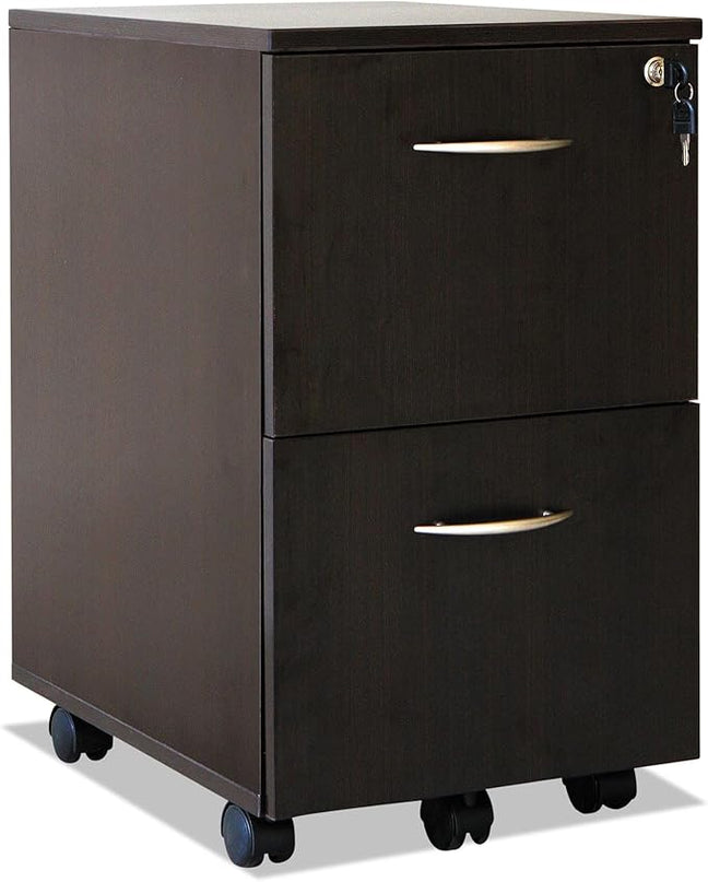 Alera VA582816ES 15.38 in. x 20 in. x 26.63 in. Valencia Series 2-Drawer Mobile Pedestal - Espresso - LeafyLoom