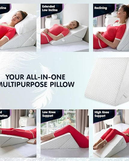 Adjustable Bed Wedge Pillow for Sleep Apnea, Gerd, Acid Reflux, Post Surgery, Heartburn - Foam Wedge Pillow for Back Pain Relief, Sleep Apnea Pillow Wedge or Bed Wedge Pillow for Sleeping for Seniors - LeafyLoom