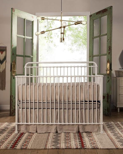 Namesake Winston 4-in-1 Convertible Metal Crib in Washed White, Greenguard Gold Certified - LeafyLoom