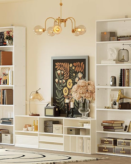 IRONCK Bookshelves and Bookcases Set of 2 Floor Standing 6 Tier Display Storage Shelves 70in Tall Bookcase Home Decor Furniture for Home Office, Living Room - LeafyLoom