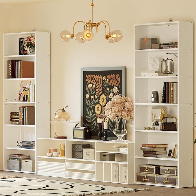 IRONCK Bookshelves and Bookcases Set of 2 Floor Standing 6 Tier Display Storage Shelves 70in Tall Bookcase Home Decor Furniture for Home Office, Living Room - LeafyLoom