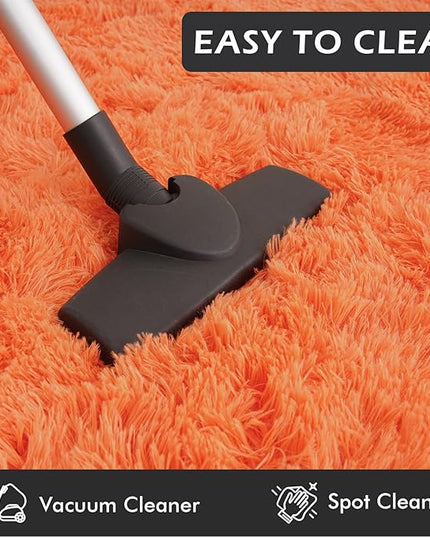 Softlife Area Rug for Living Room, 5x8 Feet Plush Fluffy Rug for Bedroom, Orange Furry Shag Rug for Aesthetic Christmas Room Decor, Ultra Soft Modern Fuzzy Faux Fur Carpet for Kids Nursery Room Dorm - LeafyLoom