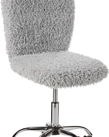 Faux Fur Rolling Task Chair, Gray - LeafyLoom