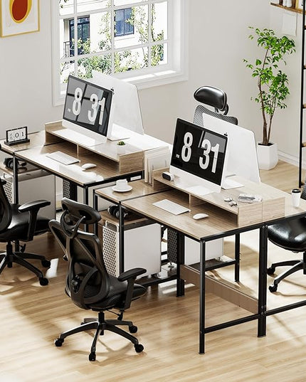 Computer Desk - 39 Inch Home Office Desk with Storage, Gaming Desk with Monitor Stand, Modern Simple Study Table, Adjustable Storage Space, Gray - LeafyLoom