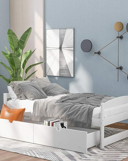 Merax Multifunctional Wood Daybed with Drawers Sofa Storage Bed with Headboard/Space Saving/No Box Spring Needed White - LeafyLoom