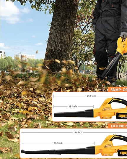 Cordless Leaf Blower: 280CFM 132MPH 20V Battery Leaf Blower with 4.0 Ah Battery & Charger Electric Leaf Blower for Lawn Care | Patio | Garage… - LeafyLoom