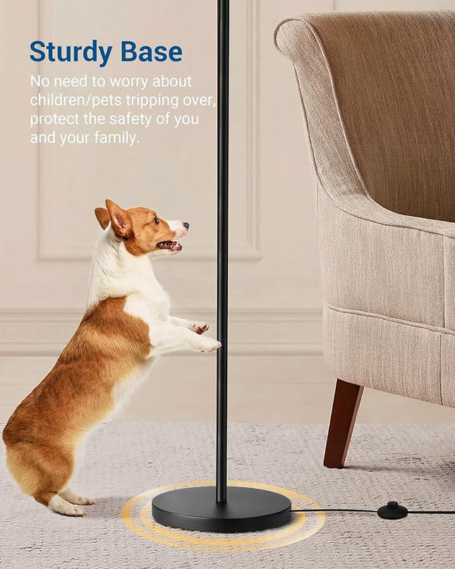 DEWENWILS Black Arched Floor Lamp, Standing Lamp Tall Industrial Floor Lamp with Linen Shade, Reading Light for Living Room, Bedroom, Office, Simple Design Farmhouse Style - LeafyLoom