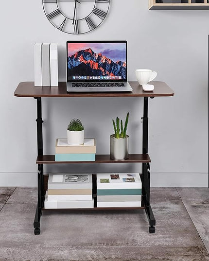 Portable Computer Desk Adjustable Home Office Desk Bedside Universal Movable Table Small Spaces Furniture Storage Convenient Desk Home Office Living Room Sofa Desk Size 15.7 * 31.5 Inch,Pure Brown - LeafyLoom