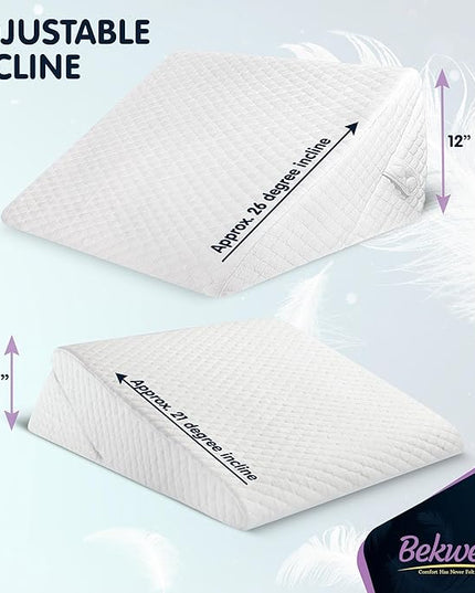 Adjustable Bed Wedge Pillow for Sleep Apnea, Gerd, Acid Reflux, Post Surgery, Heartburn - Foam Wedge Pillow for Back Pain Relief, Sleep Apnea Pillow Wedge or Bed Wedge Pillow for Sleeping for Seniors - LeafyLoom