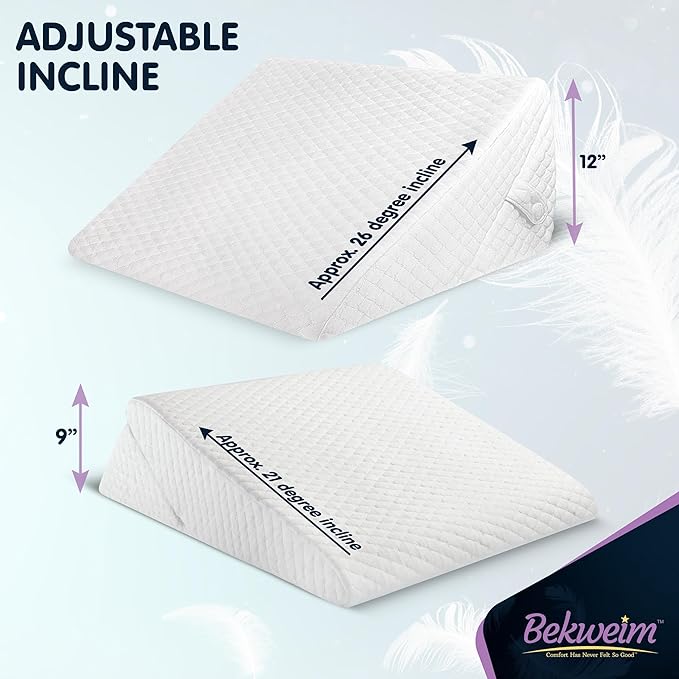 Adjustable Bed Wedge Pillow for Sleep Apnea, Gerd, Acid Reflux, Post Surgery, Heartburn - Foam Wedge Pillow for Back Pain Relief, Sleep Apnea Pillow Wedge or Bed Wedge Pillow for Sleeping for Seniors - LeafyLoom