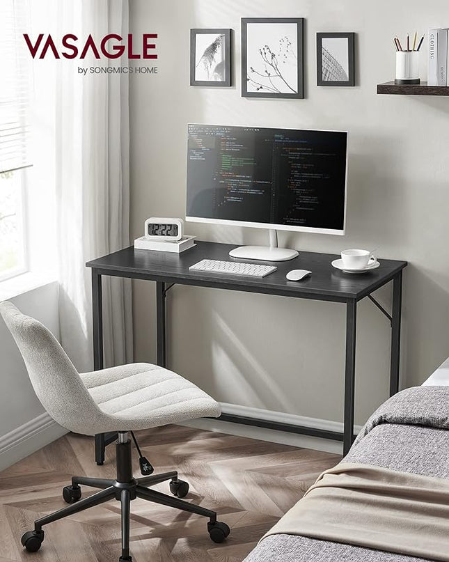 VASAGLE Computer Desk, Gaming Desk, Home Office Desk, for Small Spaces, 19.7 x 39.4 x 29.5 Inches, Industrial Style, Metal Frame, Black with Wood Grain ULWD041B56 - LeafyLoom