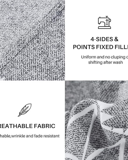 Boho Grey Stirped Comforter Set Queen for Kids Adult, 3 PCS Reversible Bedding Set Gray Comforter with 2 Pillow Shams, Lightweight Breathable for All Seasons(Queen,90x90inches) - LeafyLoom