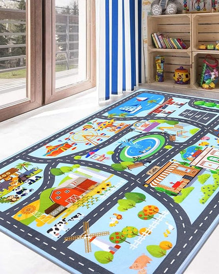 HEBE Kids Play Rug 4'x6' ABC Alphabet Numbers Shapes Educational Kid Area Rug Washable Baby Crawling Mat Non Slip Kid Play Mat Carpet for Girl Boy Bedroom Playroom - LeafyLoom
