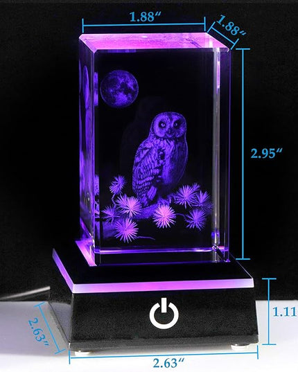 Qianwei Owl Gifts for Women Girls Home Decorations, 3D Crystal Owl Figurines Stuff Gifts for Owl Lovers Mom kids Men Her Statue Paperweight Birthday for Best Friend Kids, Keepsake&Paperweight - LeafyLoom