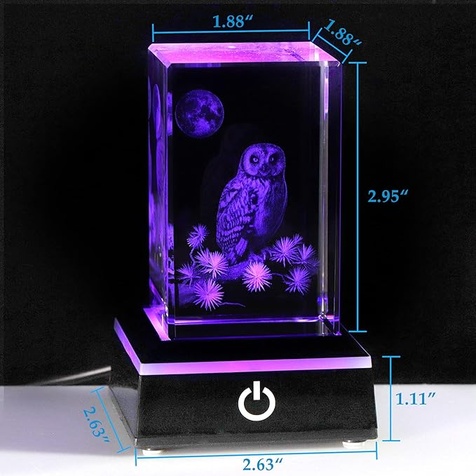 Qianwei Owl Gifts for Women Girls Home Decorations, 3D Crystal Owl Figurines Stuff Gifts for Owl Lovers Mom kids Men Her Statue Paperweight Birthday for Best Friend Kids, Keepsake&Paperweight - LeafyLoom