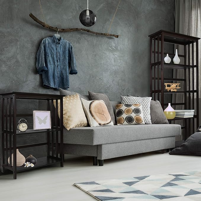 Casual Home Mission Style 3-Shelf Bookcase, Espresso - LeafyLoom