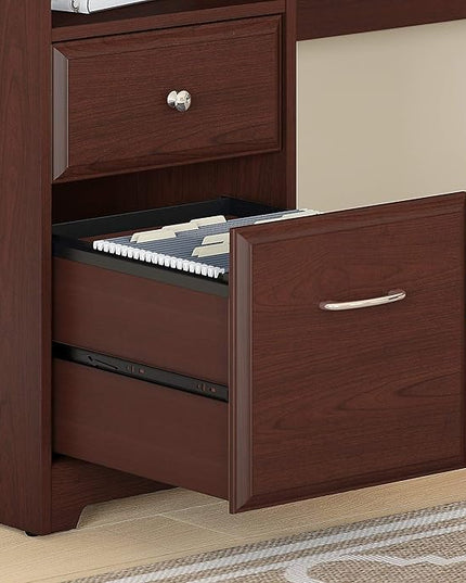 Bush Furniture Cabot Desks for Home Office with Storage and Chrome Hardware | Elegant Computer Table with Drawers, 72W, Harvest Cherry - LeafyLoom