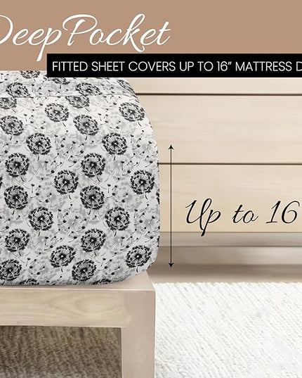 3 Piece Twin Bedding Sheet Set (Gray Floral) - Sleep Better Than Ever with These Ultra-Soft & Cooling Bed Sheets for Your Twin Size Bed - Deep Pocket Fits 16" Mattress - LeafyLoom