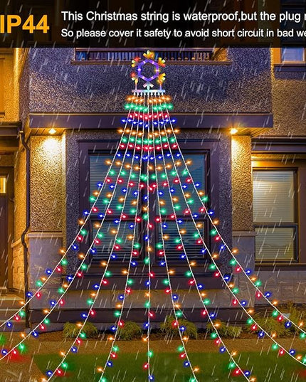PUHONG Christmas Decorations, 320 LED Outdoor String Lights, Snowflakes Hanging Christmas Tree Topper Lights with 11 Modes for Holiday, Wedding, Party, Yard Decor (Warm White&Multicolored) PUHONG