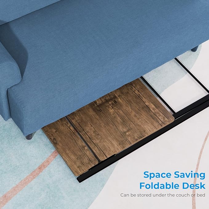 GreenForest Folding Computer Desk No Assembly Required 2 Tier Computer Desk with Shelf Space Saving Small Foldable Fully Unfold 32 X 24.5 inch, Brown, Large Size:29.5 X 20.47 - LeafyLoom