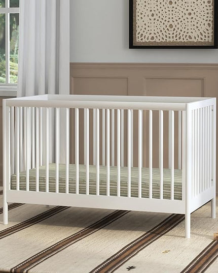 DaVinci Birdie 3-in-1 Convertible Crib, White, Easy Assemble, Greenguard Gold Certified - LeafyLoom
