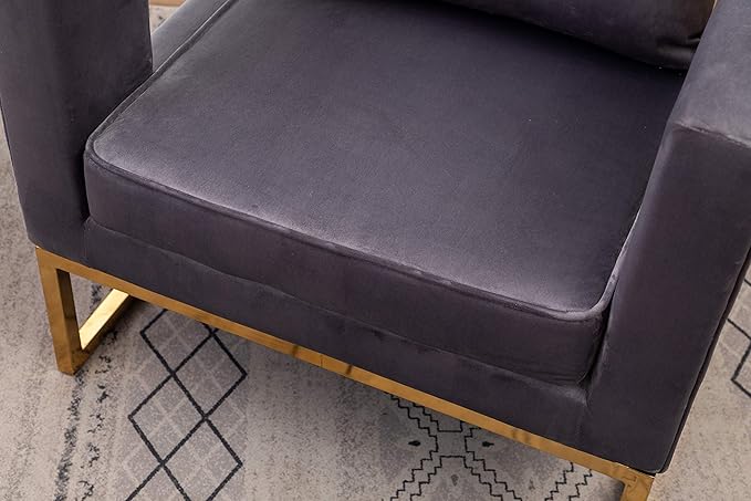 Roundhill Furniture Lenola Upholstered Accent Arm Chair, Gray 27.5D x 29.75W x 34.5H in - LeafyLoom