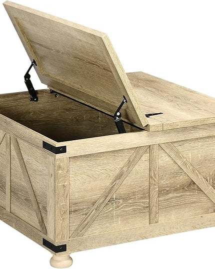 NicBex Coffee Table Wooden Coffee Table with Storage Square Center Tables with Open Top and Inner Compartment Dining Table for Living Room, Dining Room, Office, and Bedroom,31.5" W, Natural - LeafyLoom