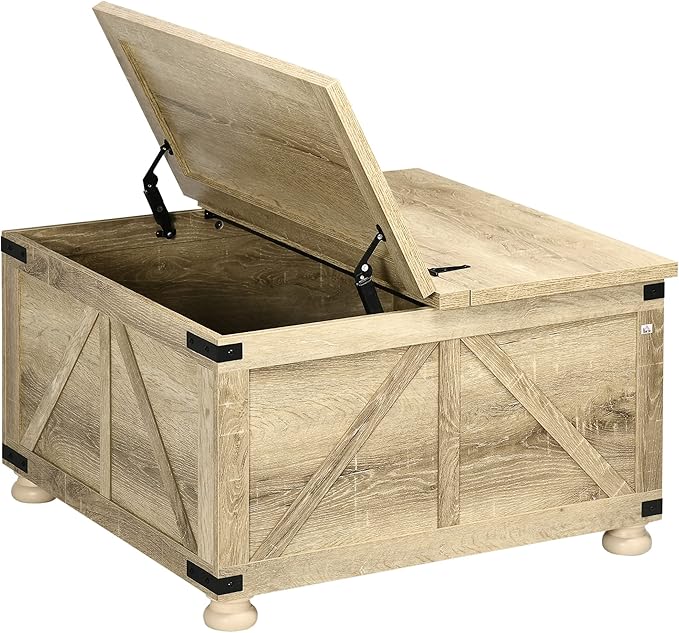 NicBex Coffee Table Wooden Coffee Table with Storage Square Center Tables with Open Top and Inner Compartment Dining Table for Living Room, Dining Room, Office, and Bedroom,31.5" W, Natural - LeafyLoom