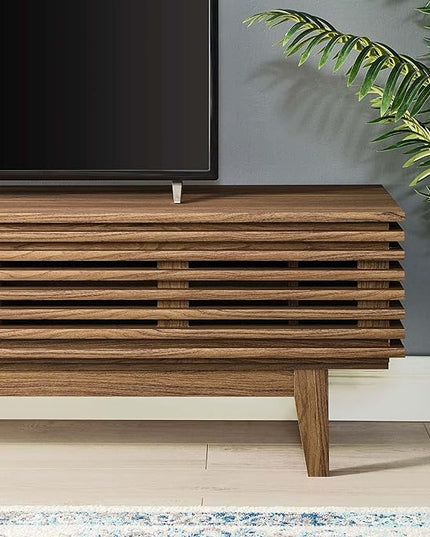 Modway Render 60" Mid-Century Modern Low Profile TV Stand in Walnut, 60 Inch - LeafyLoom