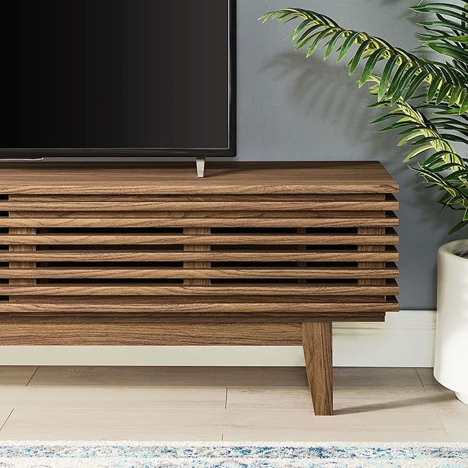 Modway Render 60" Mid-Century Modern Low Profile TV Stand in Walnut, 60 Inch - LeafyLoom