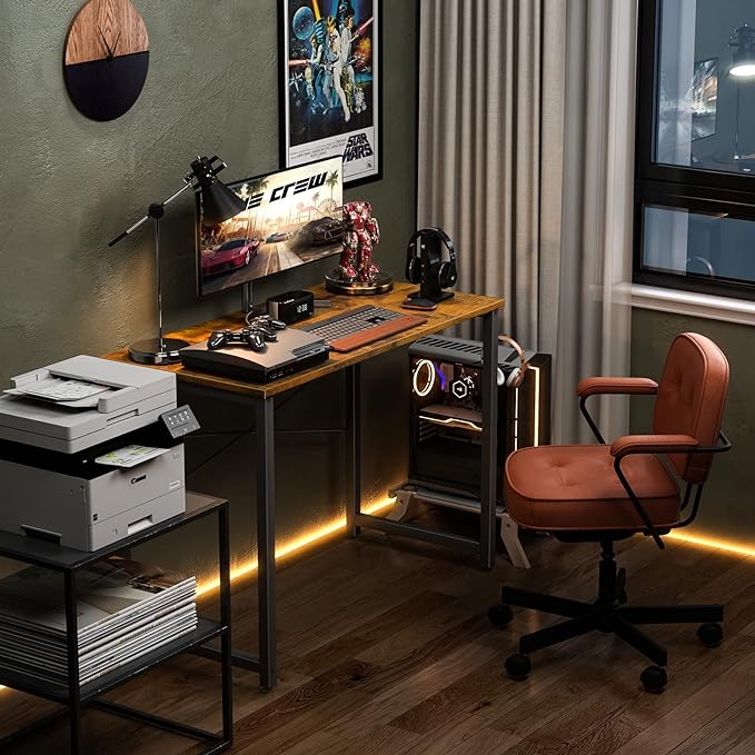 Coleshome 32 Inch Computer Desk, Modern Simple Style Desk for Home Office, Study Student Writing Desk, Vintage - LeafyLoom