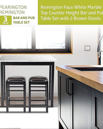 Pearington Remington High Top Counter Height Bar and Pub Table Set with 2 Chairs, White - LeafyLoom