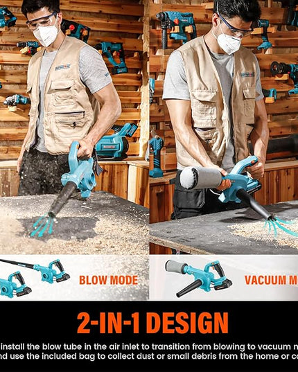 Berserker 20V Leaf Blower Cordless 2.0Ah Battery Operated and Charger Included,2-in-1 Compact Electric Powered Handheld Lightweight Variable-Speed Yard Vacuum for Lawn Care,Snow Blowing,Dust Cleaning - LeafyLoom