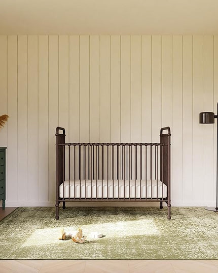 Namesake Abigail 3-in-1 Convertible Metal Crib in Vintage Iron, Greenguard Gold Certified - LeafyLoom
