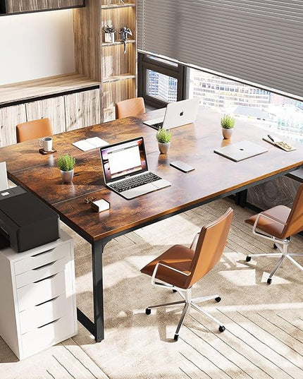 Coleshome 71 Inch Computer Desk, Executive Desk for Home Office, Study Student Writing Desk, Vintage - LeafyLoom