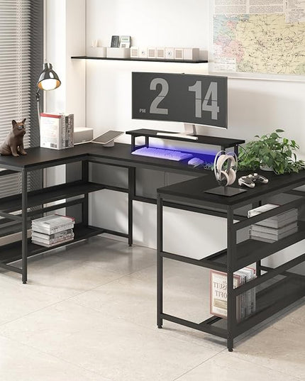 NicBex Laik-DW-00009-DX-1 Desks, 82" W x 43" D x 35" H, Matte Black - LeafyLoom