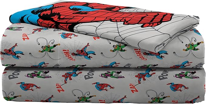 Marvel Spiderman Spidey VS 5 Piece Twin Size Bed Set - includes Comforter & Sheet Set Bedding - Super Soft Fade Resistant Microfiber (Official Product) - LeafyLoom