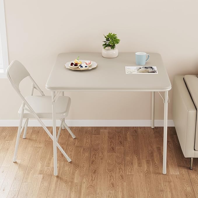 IDEALHOUSE Portable Folding Card Table and Chair Set of 5, Pu Upholstered Foldable Table, and All Metal Folding Chairs, Table and Chairs Suitable for Dining Room, Living Room, Office, Camping - LeafyLoom